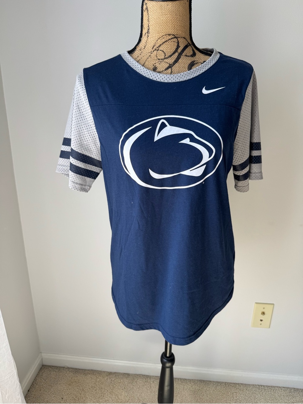 Nike Navy and Gray Short Sleeve Penn State Logo Tee